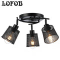 LOFOB 3 Lights Industrial Retro Iron Metal Mesh Ceiling Light
