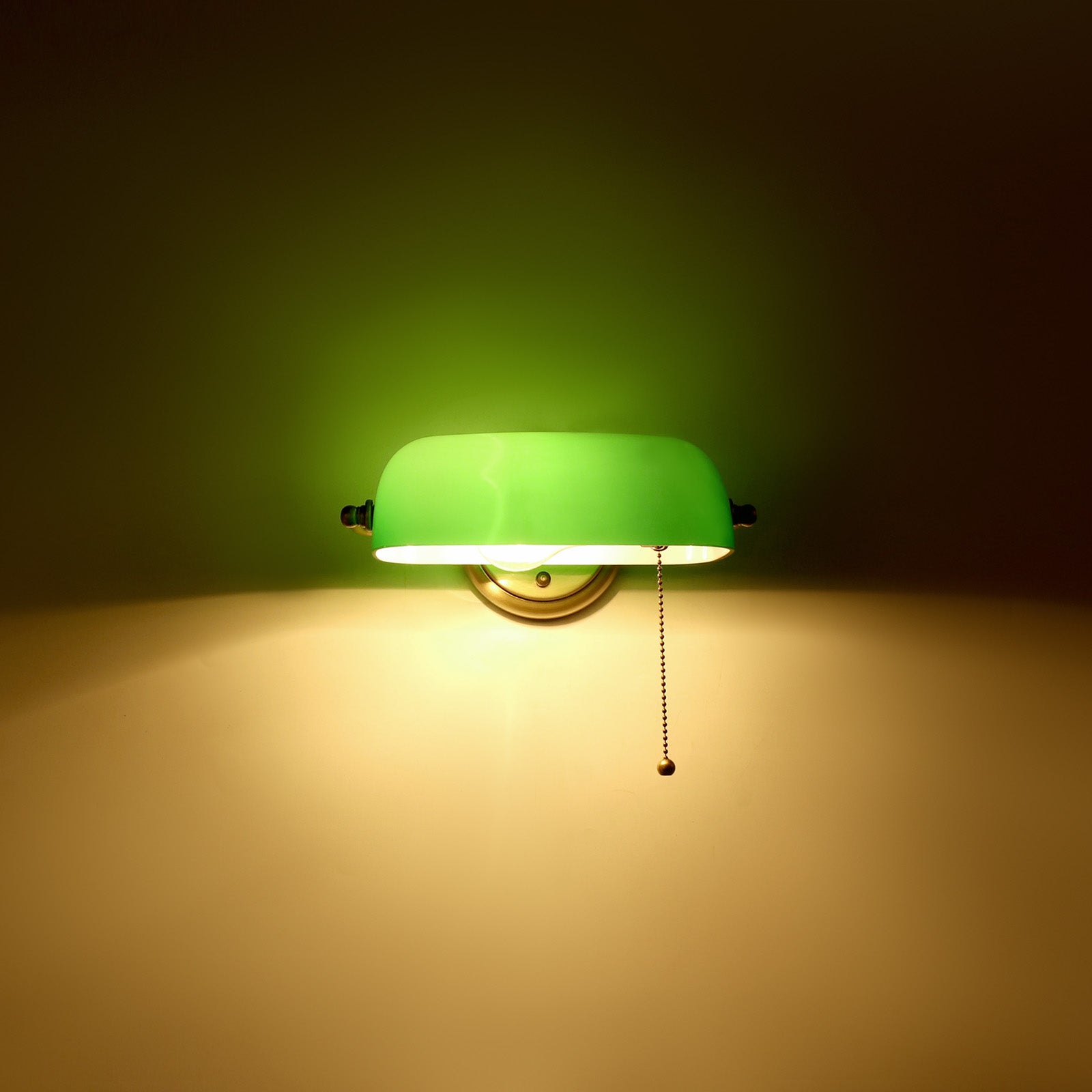 LOFOB Vintage Wall Sconces with Bankers Lamp Shade with Retro Pull Chain Switch