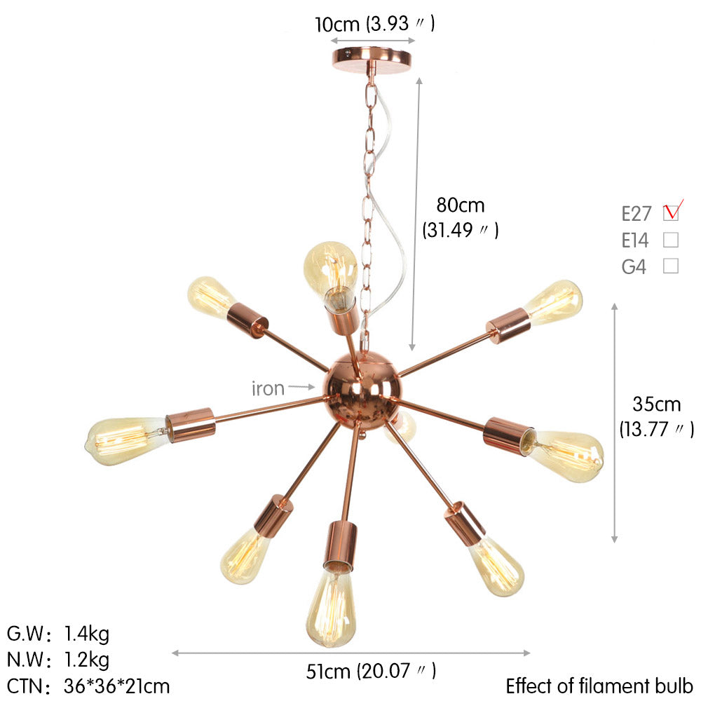 LOFOB 9-Light Antique Glod Chandeliers