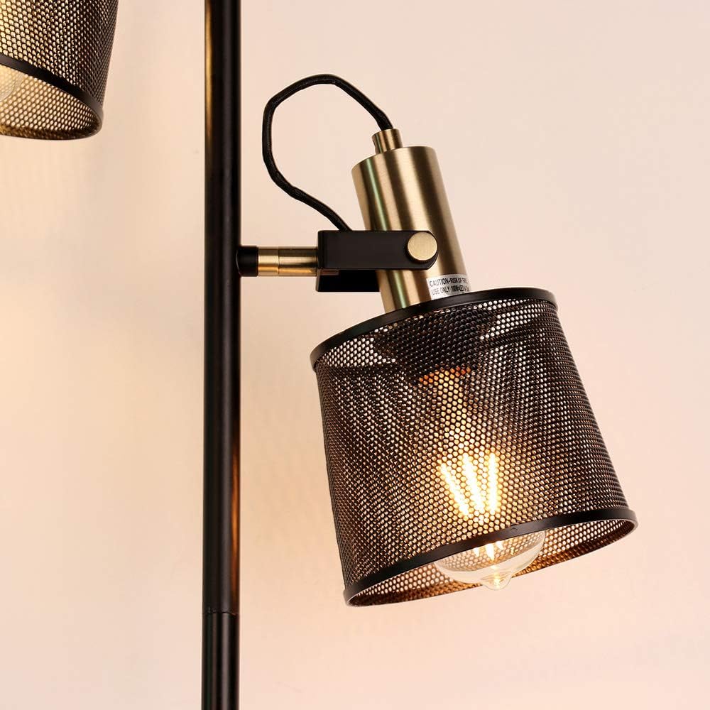 LOFOB Industrial Retro Iron Metal Mesh Floor Lamps with Adjustable Switch Plug-in