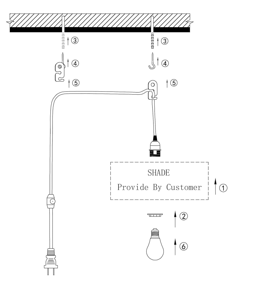 Plug in Hanging DIY Light Fixture,14.8FT Pendant Lamp Lights Rope Cord E26 Bulbs Socket (Natural Brown+Hemp Rope+Dimmable Switch)