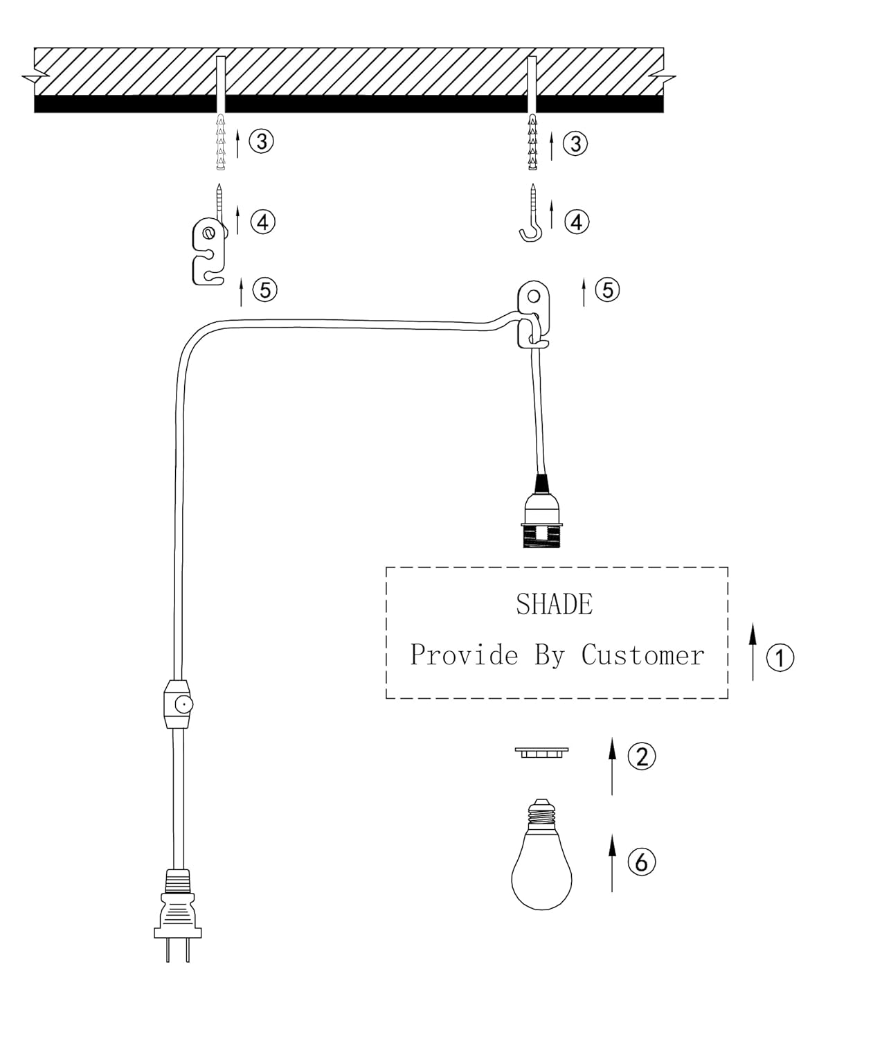 Plug in Hanging DIY Light Fixture,14.8FT Pendant Lamp Lights Rope Cord E26 Bulbs Socket (Natural Brown+Hemp Rope+Dimmable Switch)